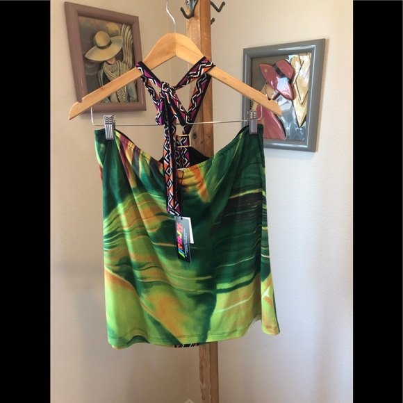 NEW polyester open back halter top - Picture 2 of 2